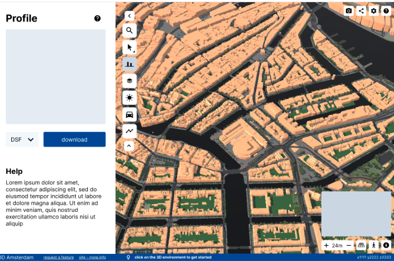 GUI of 3D Amsterdam